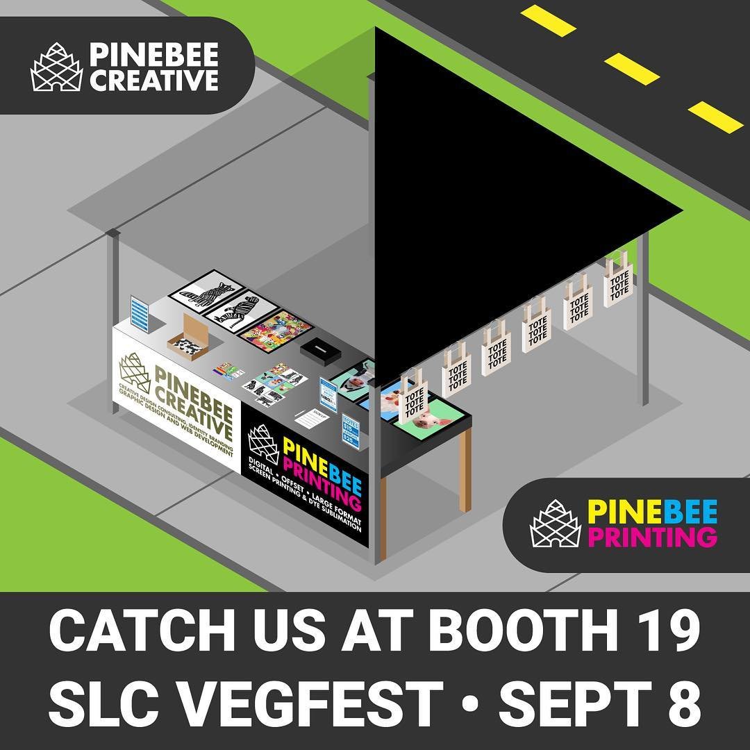 Illustrated Image of Pinebee Creative Booth at SLC VegFest